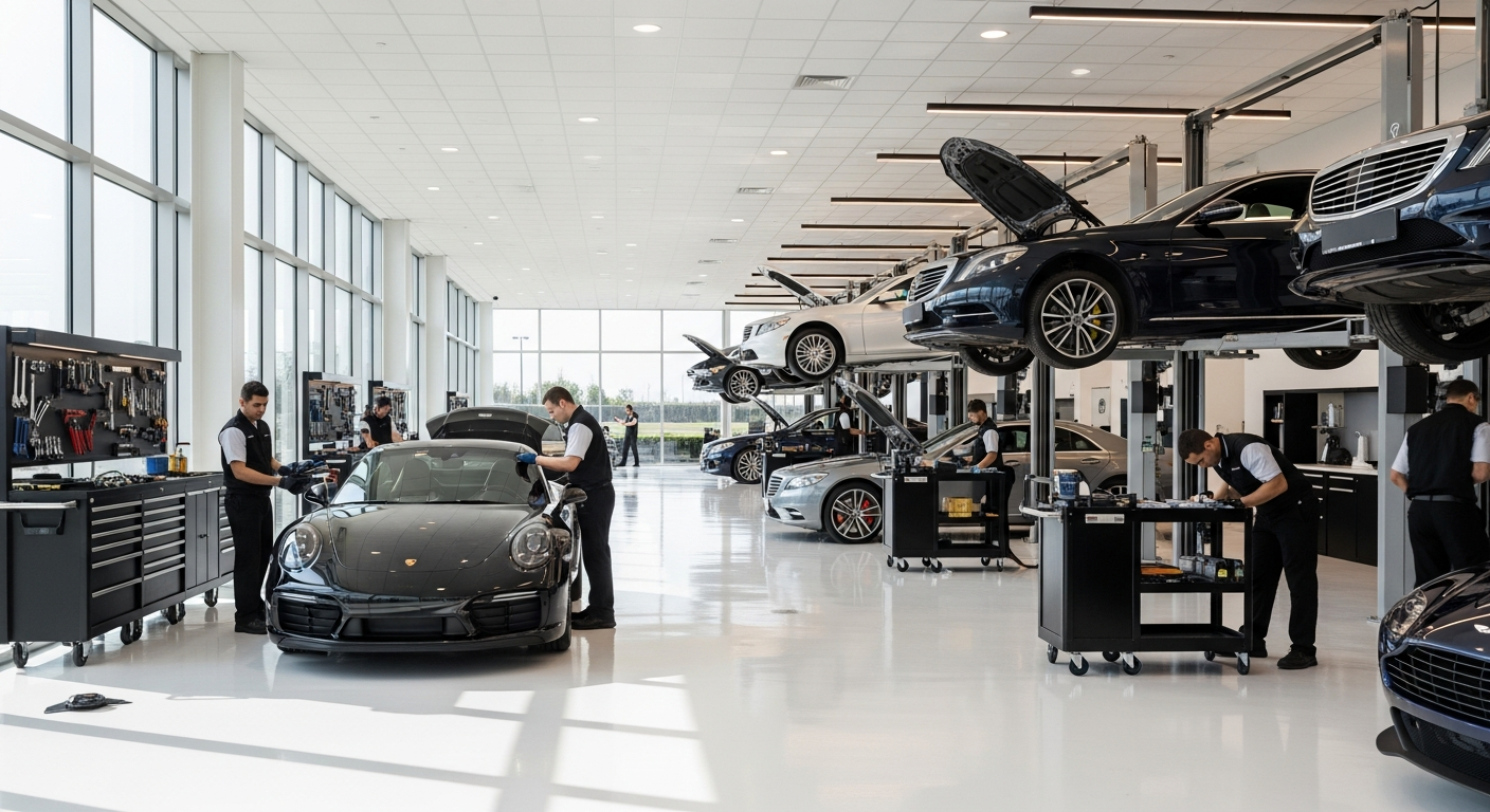 Modern dealership service bay